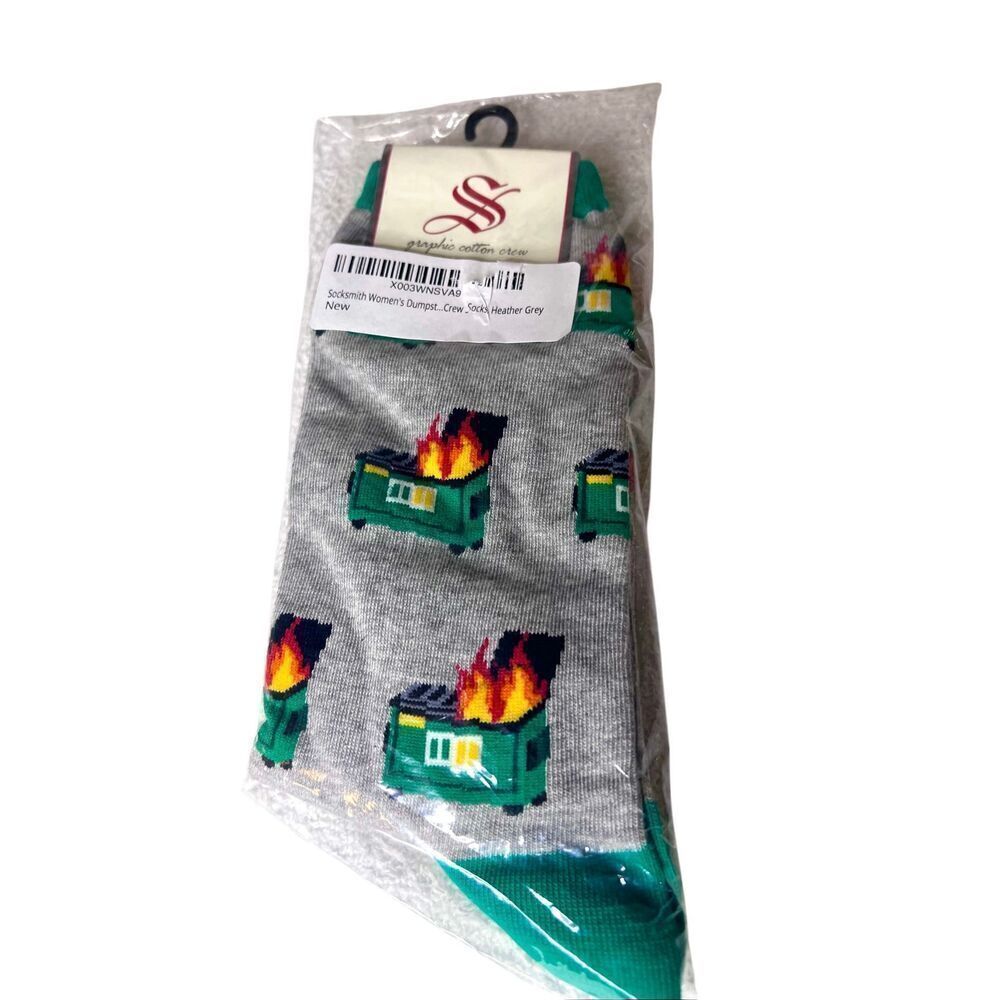 Socksmith Dumpster Fire Crew Novelty Socks New With Tags